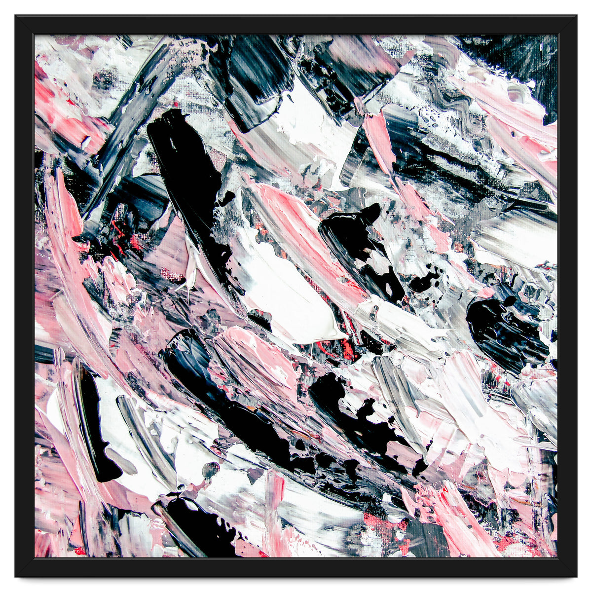 Modern Abstract Pastel Pink Black White Grey Acrylic Brushstrokes
