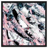 Modern Abstract Pastel Pink Black White Grey Acrylic Brushstrokes