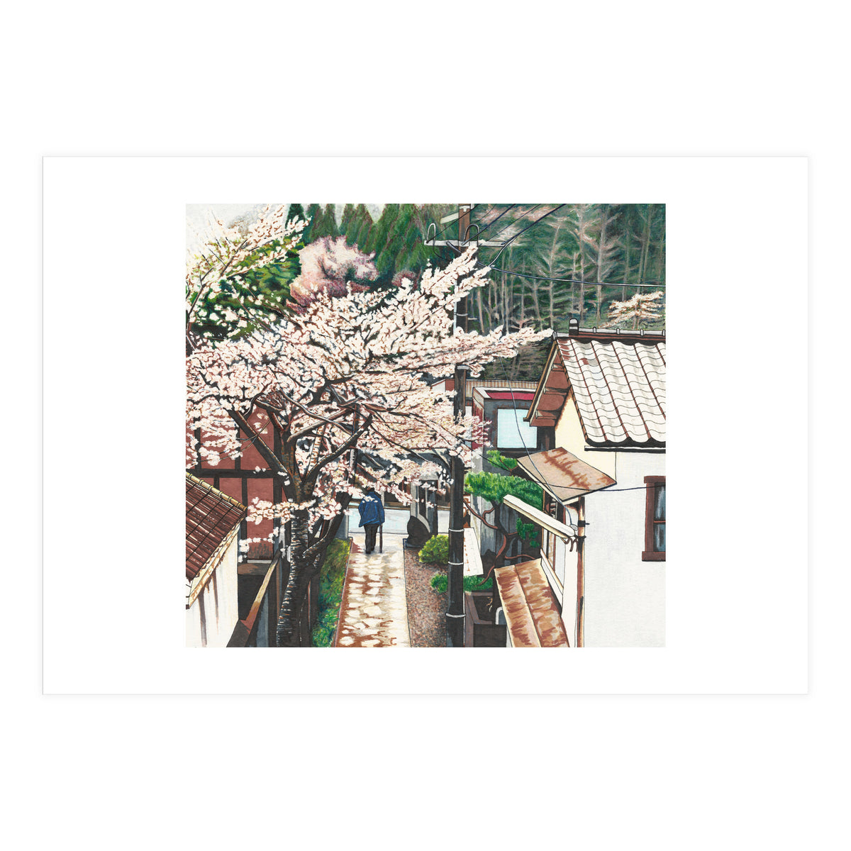 Passing by Cherry Blossoms (Print Only)