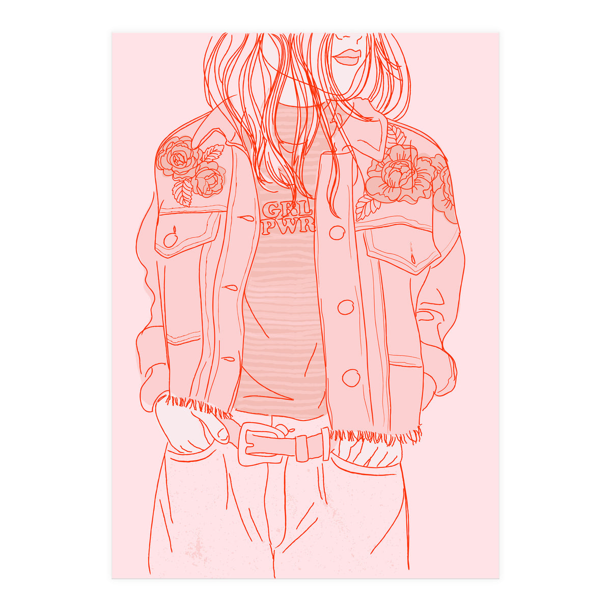 Pink Jeans Jacket  (Print Only)