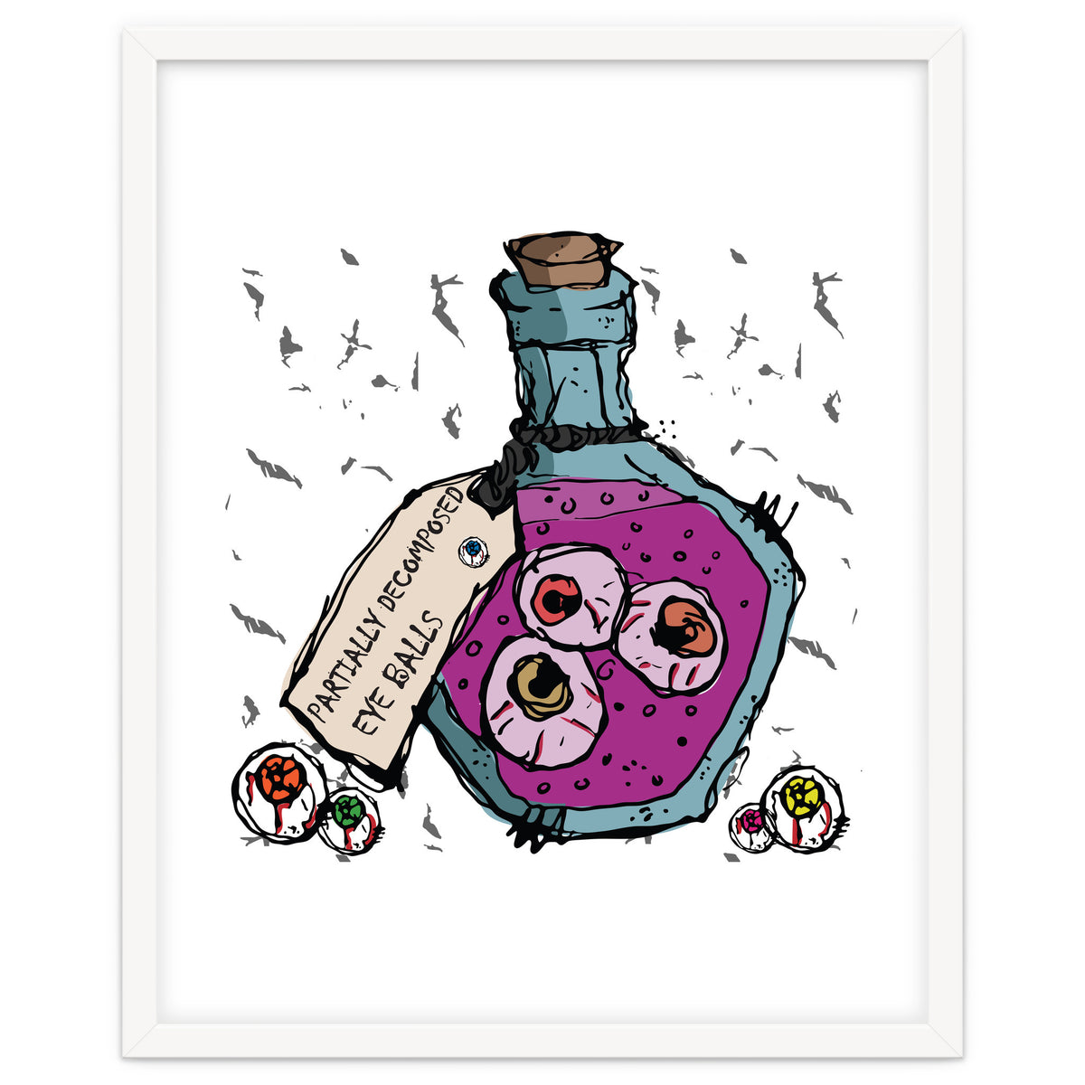 Decomposed eyes in a bottle