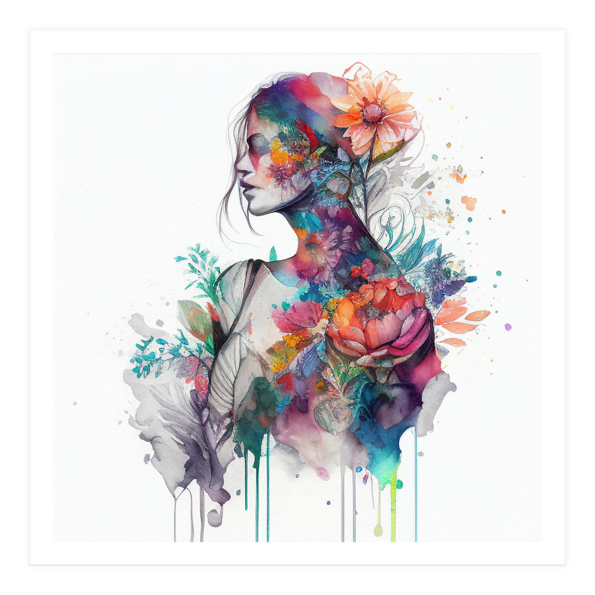 Watercolor Tropical Woman #9 (Print Only)