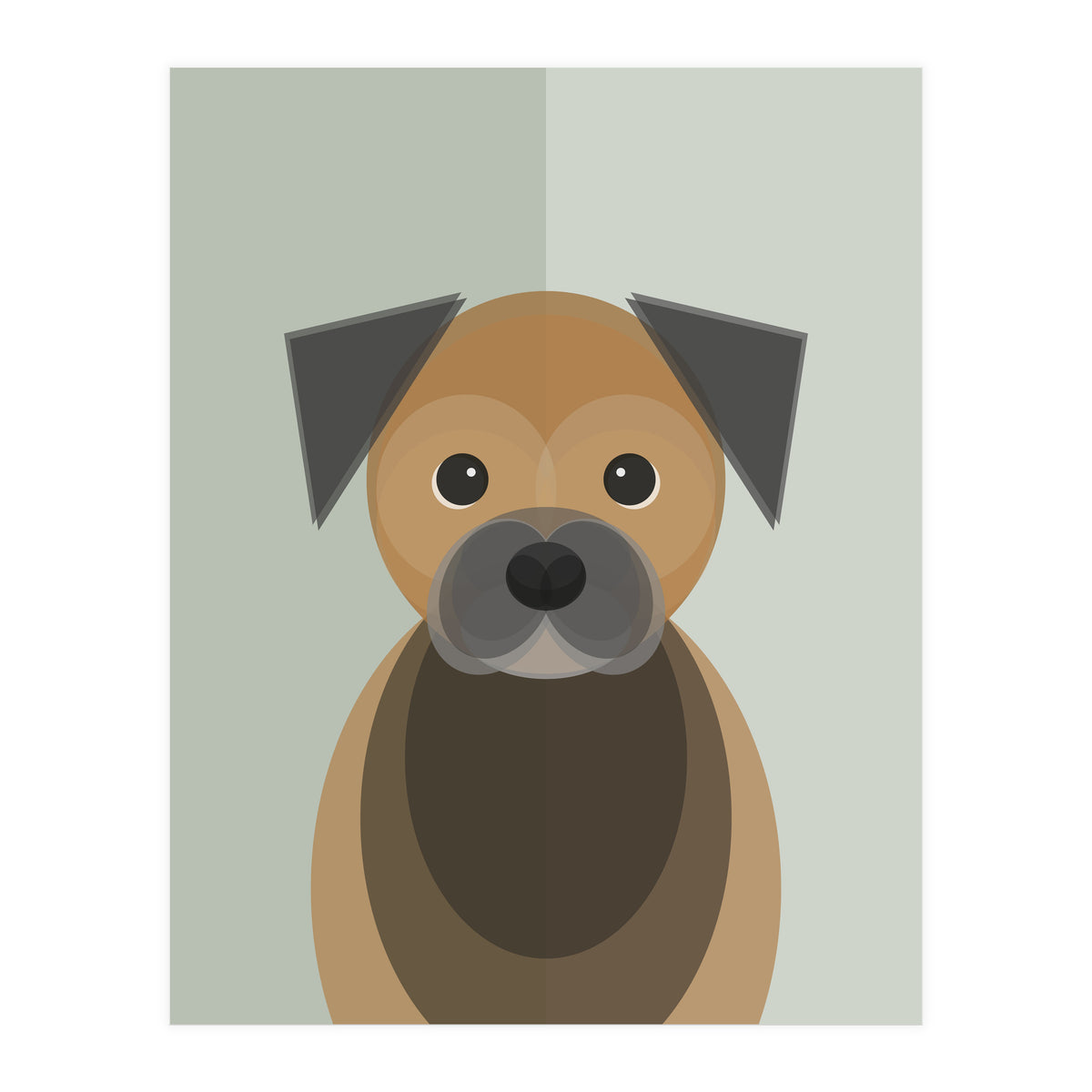 Mid Century Geometric Border Terrier Dog (Print Only)