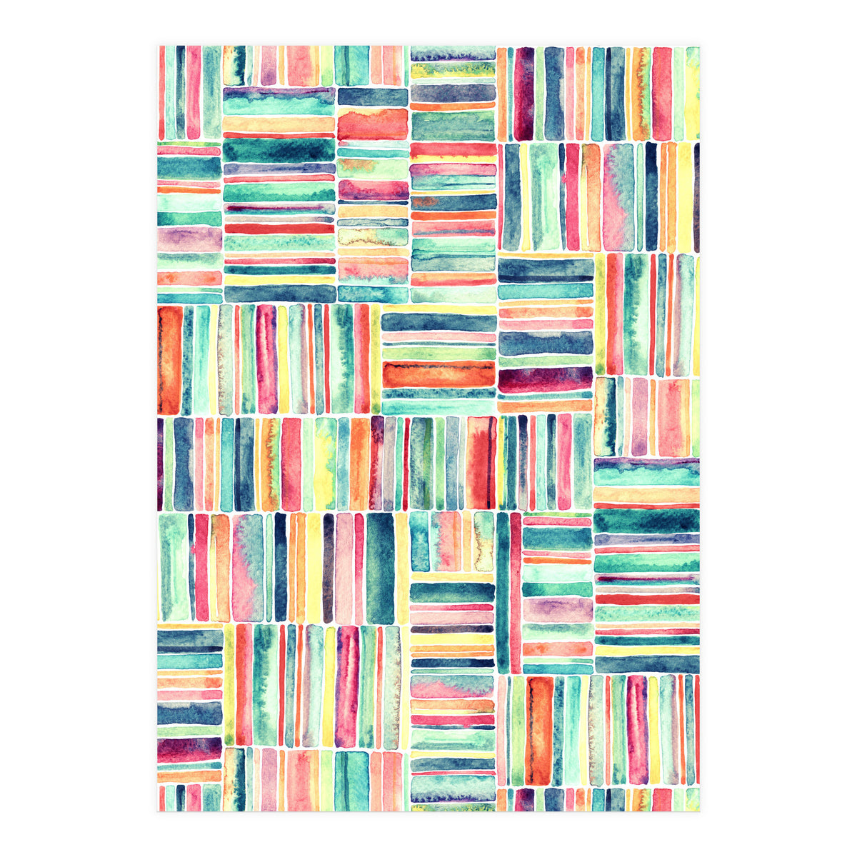 Retro Beach Chair Pastel Watercolor Stripes (Print Only)