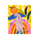 Leopard Somewhere Over The Rainbow, Maximalist Abstract Wildlife Jungle Botanical, Pop of Color Eclectic Animals Illustration (Print Only) thumbnail