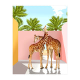 Giraffe Villa | Contemporary Modern Architecture Digital Graphic Art | Wildlife Animals Palm Exotic (Print Only) thumbnail