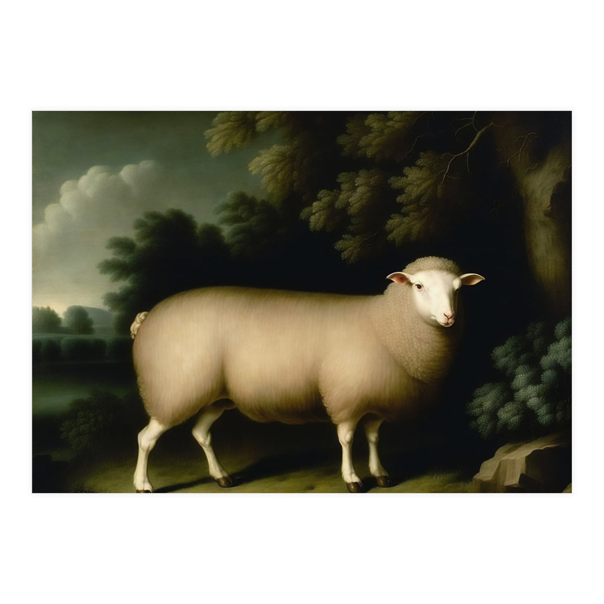Sheep Classical Oil Painting (Print Only)