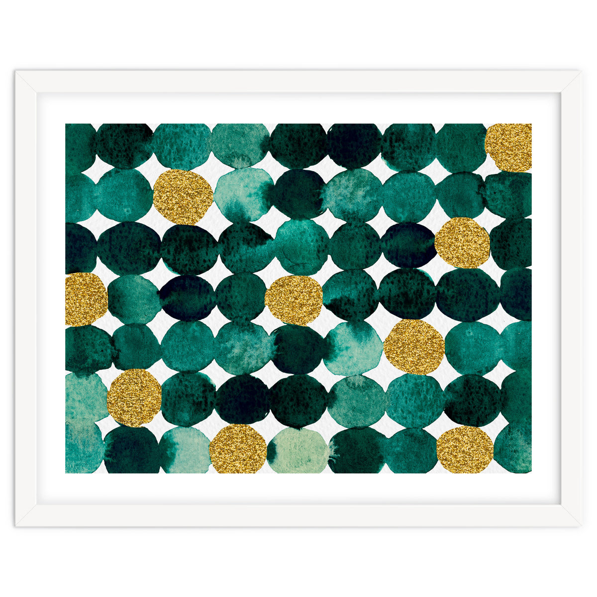 Dots pattern - emerald green and gold