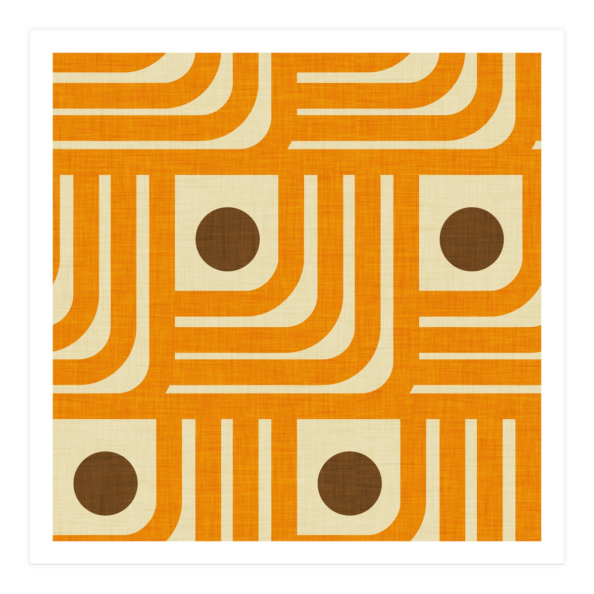 70s Curve Lines Orange Brown  (Print Only)