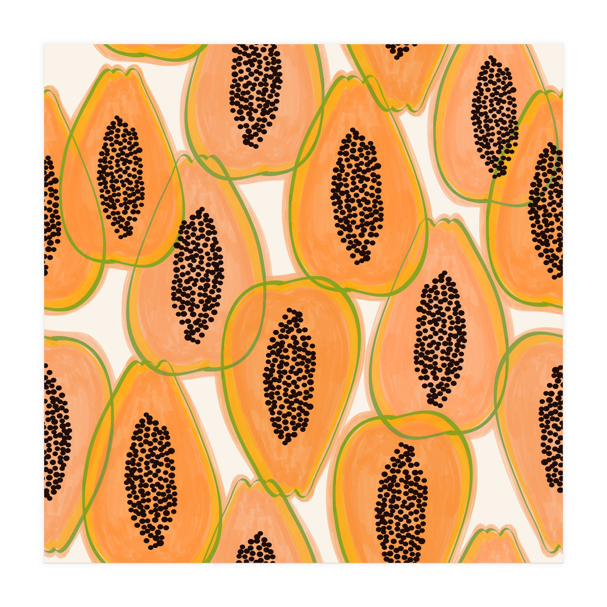 Papaya Cravings | Pastel Watercolor Tropical Fruit Food Painting | Juicy Sweet Illustration (Print Only)