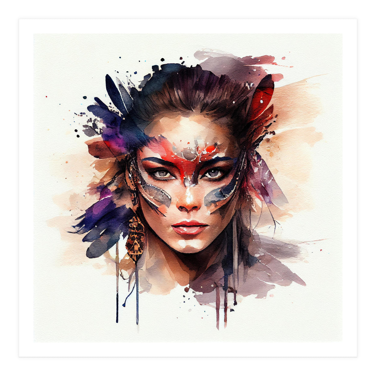 Watercolor Carnival Woman #9 (Print Only)