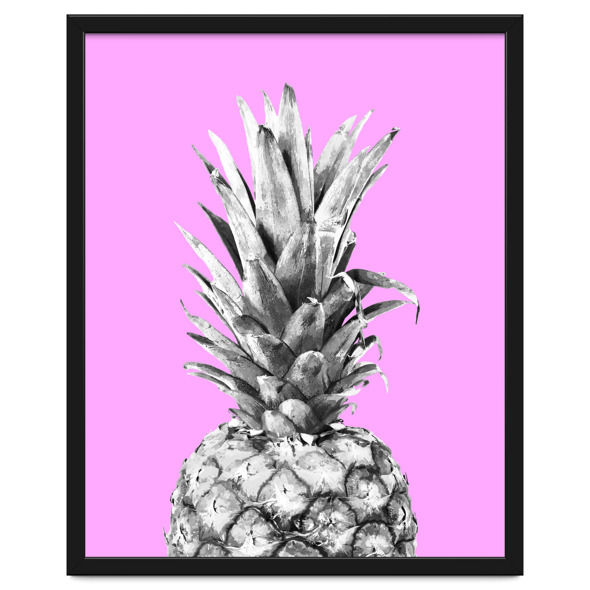 Black and White Pineapple Pink Background