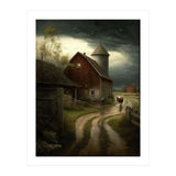 19th Century Farm Scene Oil Painting (Print Only) thumbnail