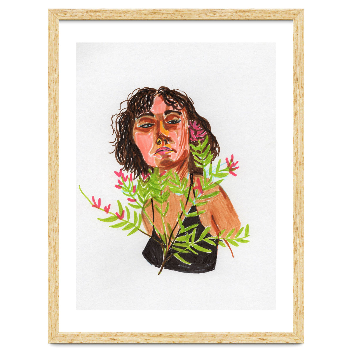 Portrait Lady with Flowers