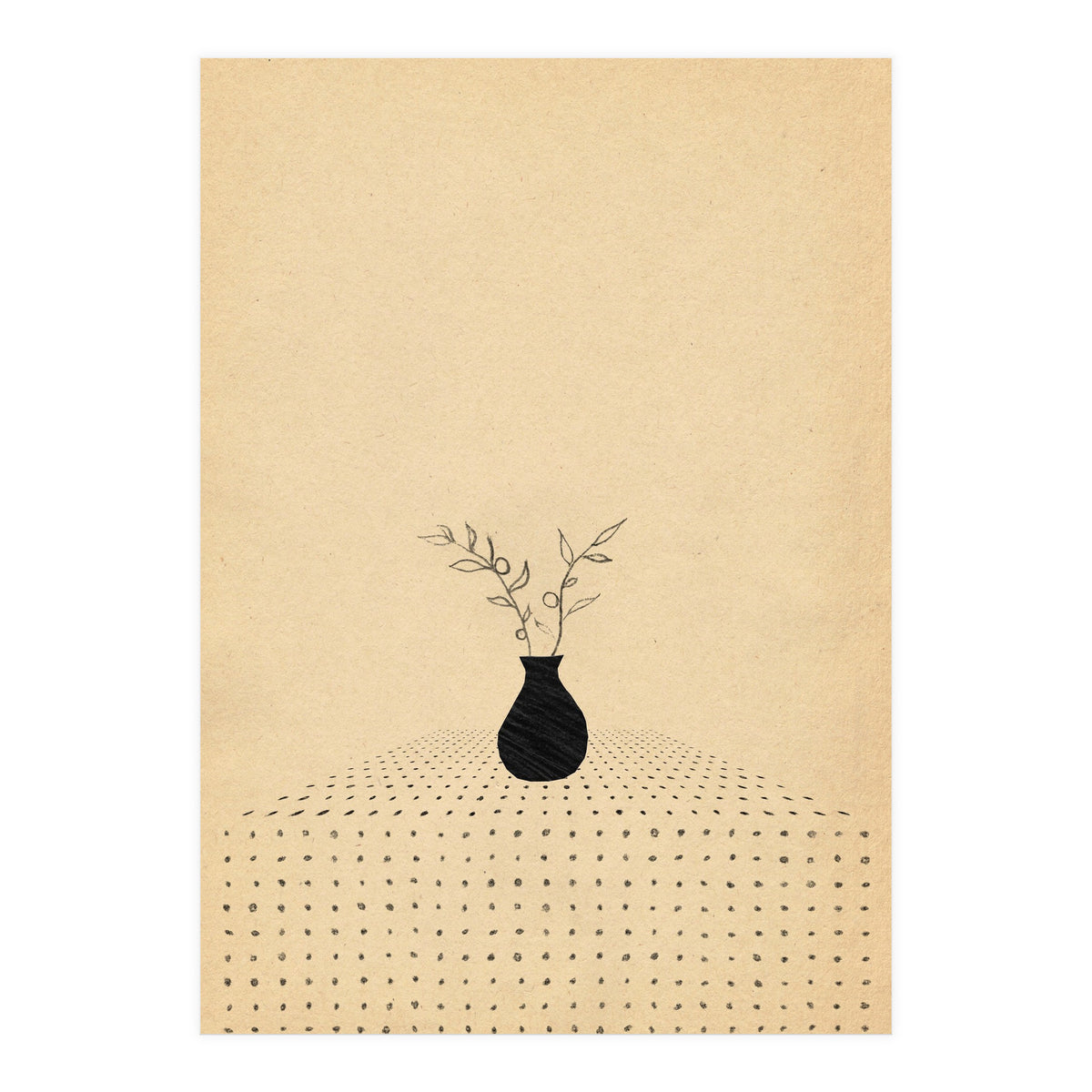 Abstract still life, vase and plants (Print Only)