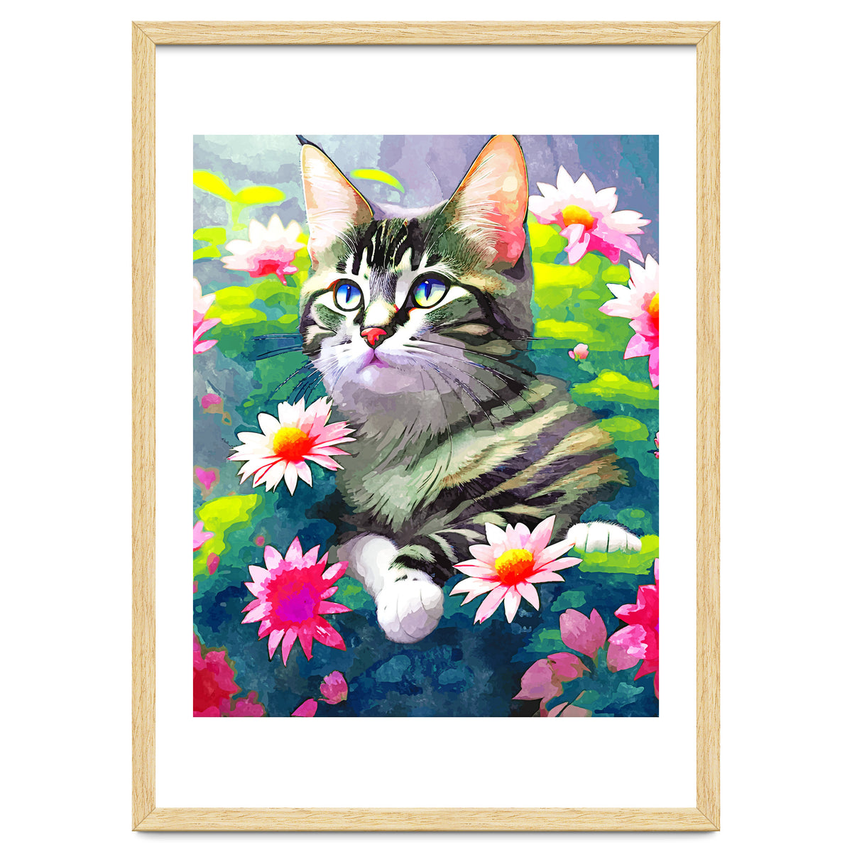 Always Positive, The Optimistic Cat, Positivity Mindset Pets, Optimism Watercolor Painting Animals