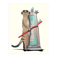 Meerkat Brushing Teeth, Funny Bathroom Humour (Print Only)