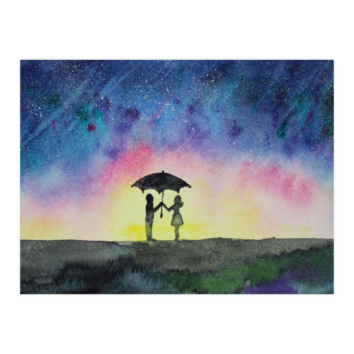 Under the star rain || watercolor (Print Only)