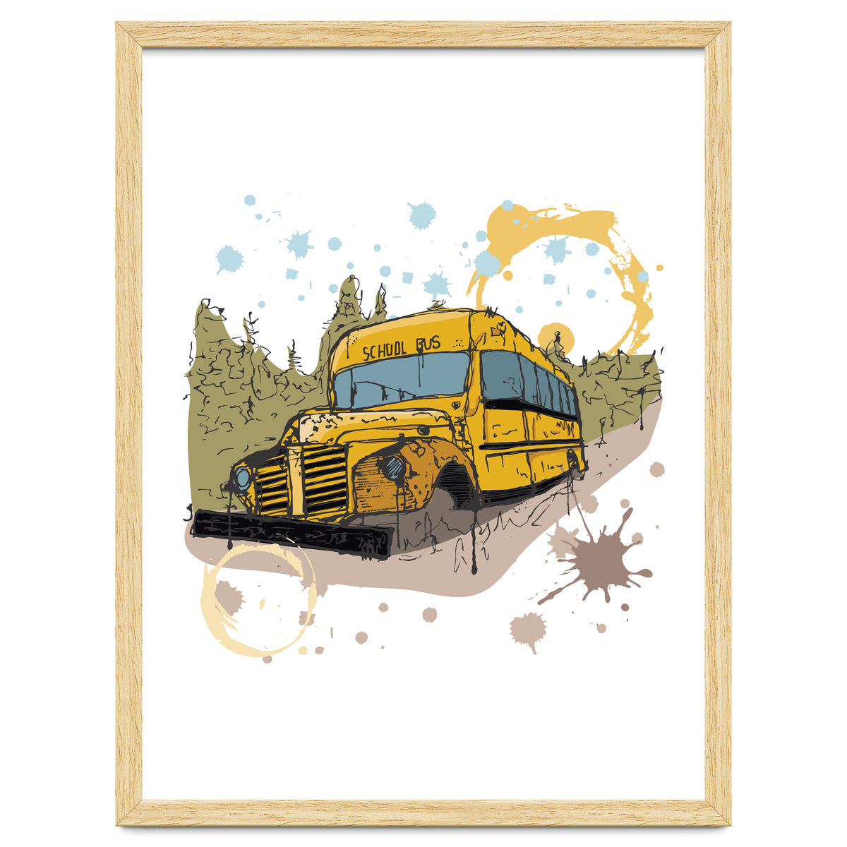 Abandoned school bus sketch