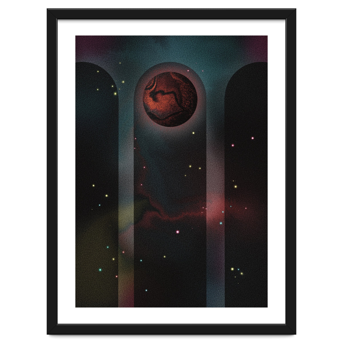 Space Temple with red planet