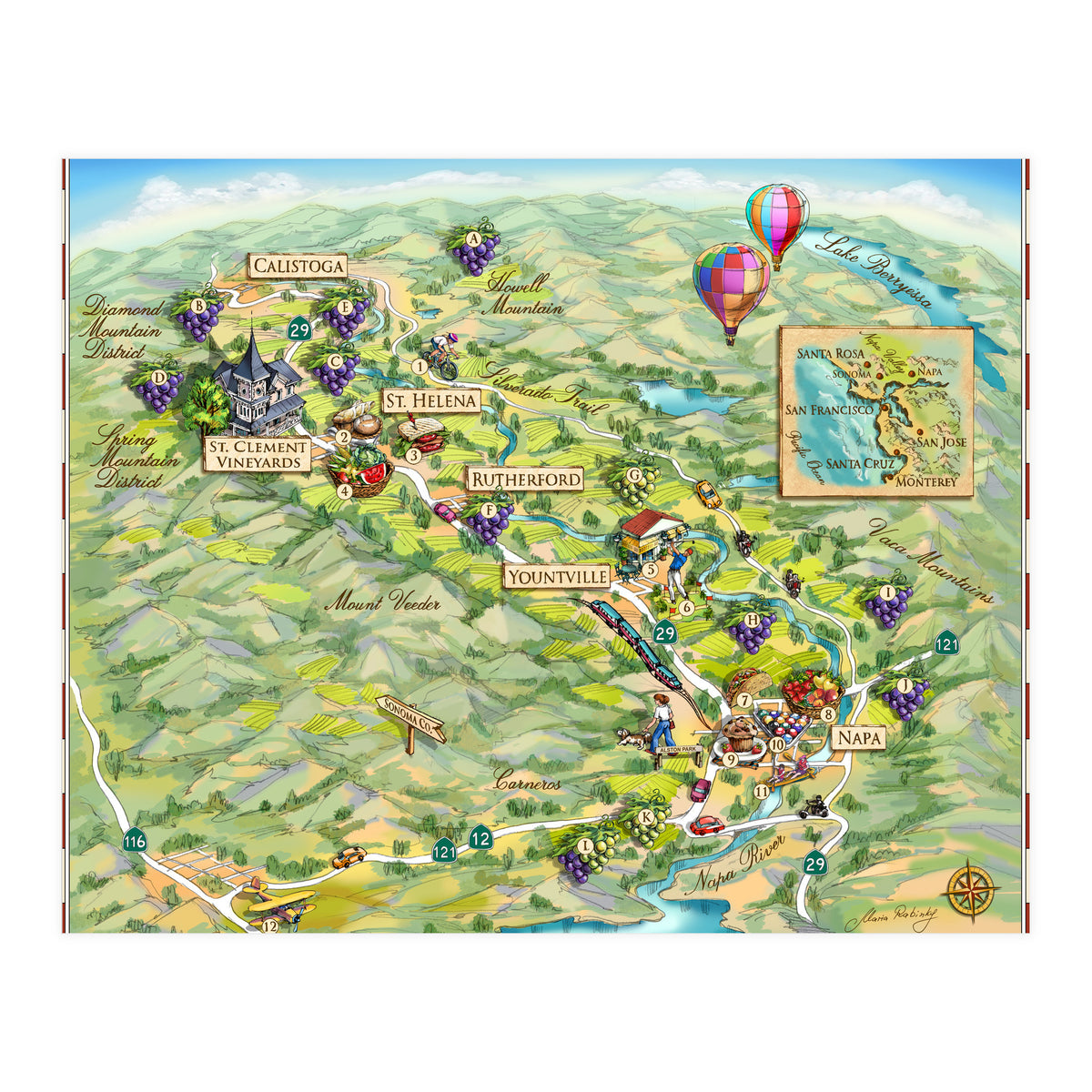 Napa Valley Illustrated Map (Print Only)