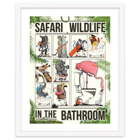 Safari wildlife animals in the bathroom, funny toilet humour.