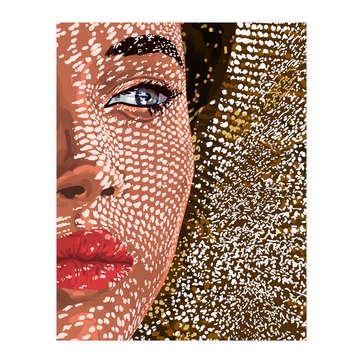 Under The Jute Hat, Bohemian Woman Fashion Painting (Print Only)