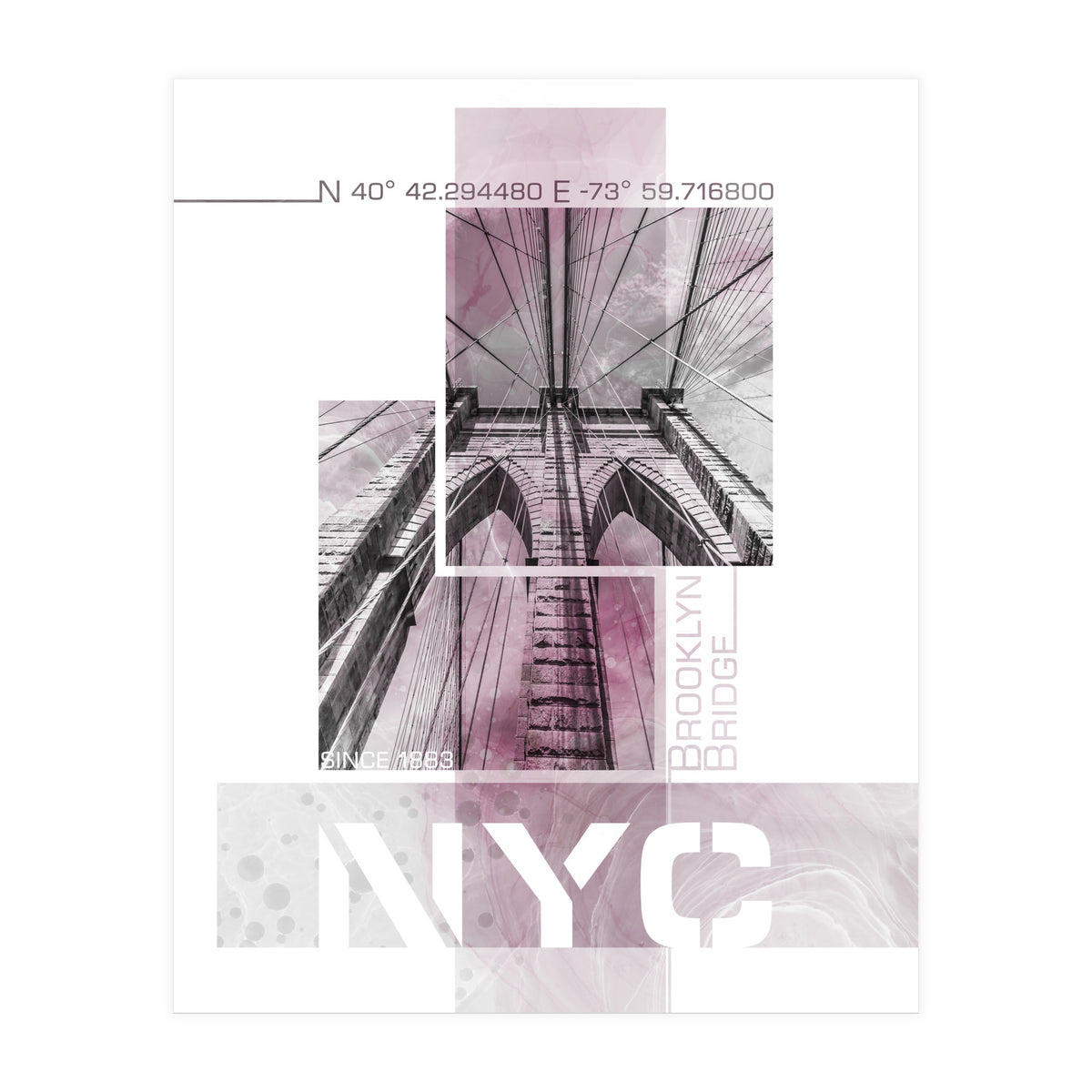 NYC Brooklyn Bridge Details | pink marble (Print Only)