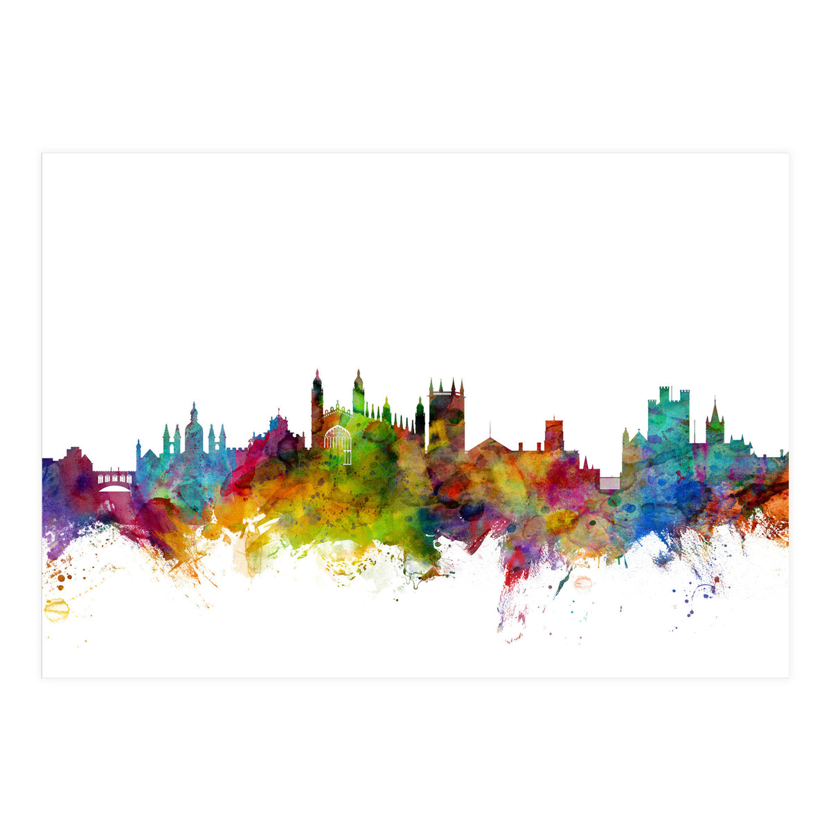 Cambridge England Skyline (Print Only)