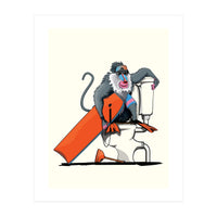 Baboon on the Toilet, Funny Bathroom Humour (Print Only)