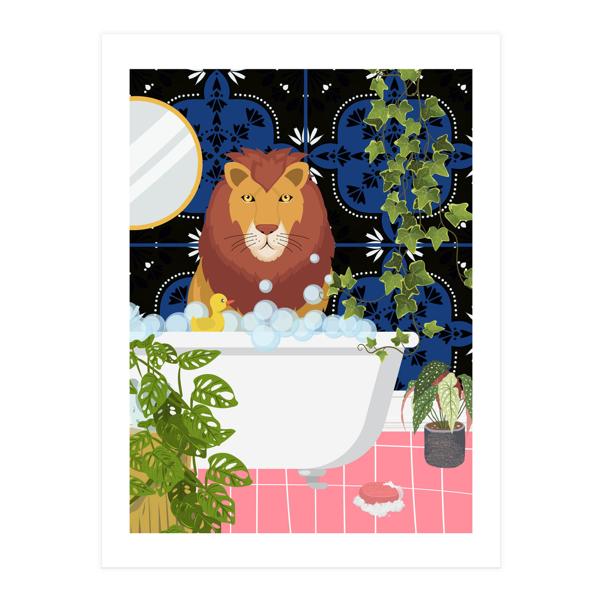 Lion in Moroccan Style Bathroom (Print Only)