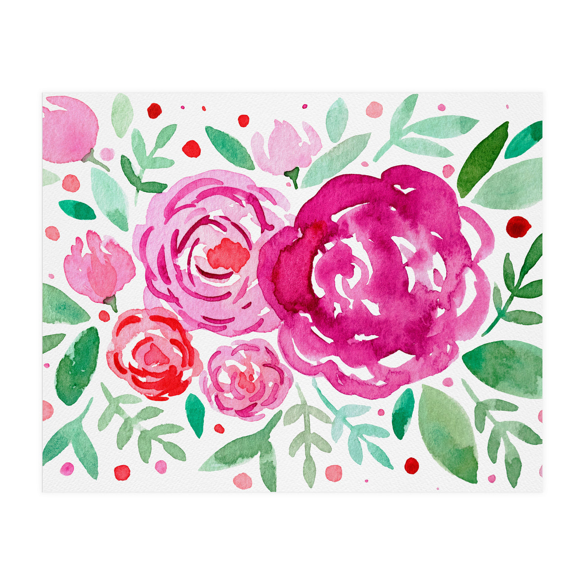 Watercolor roses in pink (Print Only)