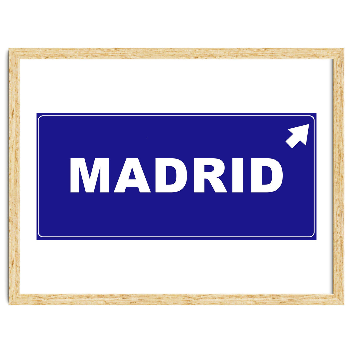 Let`s go to Madrid, Spain! Blue road sign