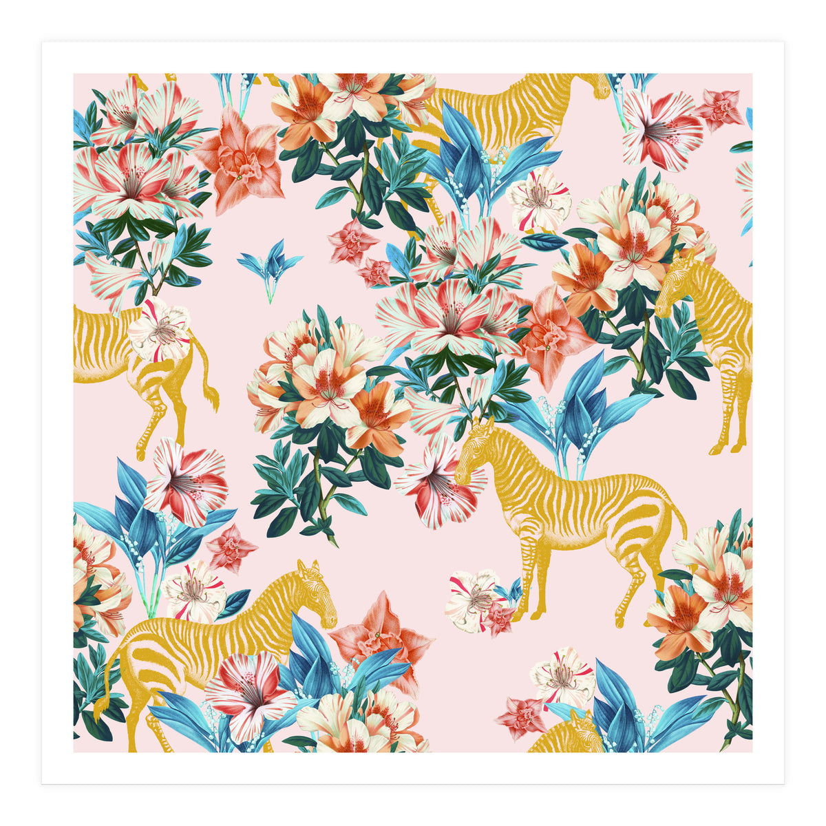 Floral And Zebras (Print Only)