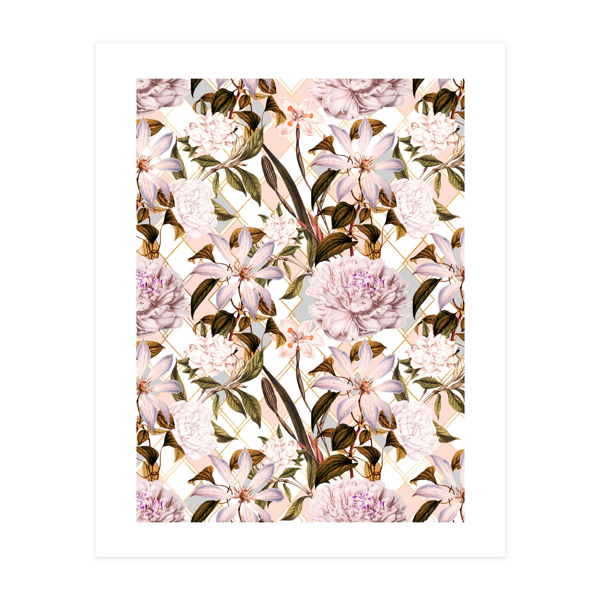 Pink flowering in geometric (Print Only)