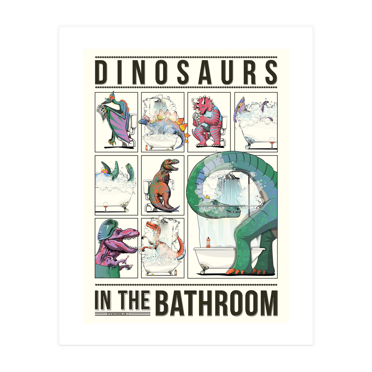Dinosaurs in the Bathroom, Funny Toilet Humour (Print Only)