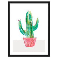 Painted Cactus In Coral Plant Pot