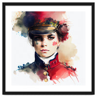 Watercolor Napoleonic Soldier Woman #3