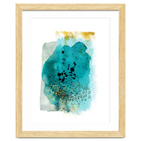 Abstract watercolour turquoise and gold