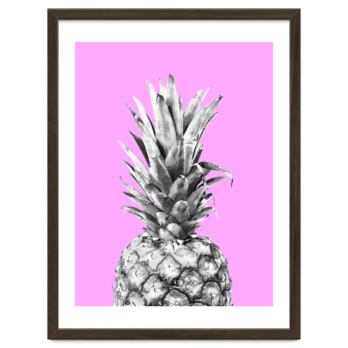 Black and White Pineapple Pink Background
