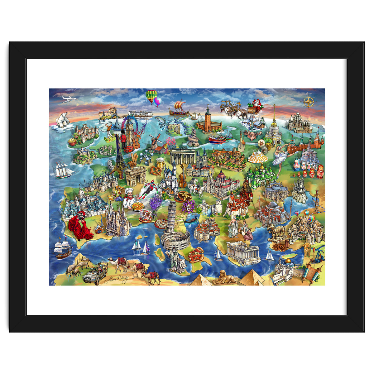 European World Wonders Illustrated Map