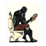 Black Panther on the Toilet, funny bathroom humour (Print Only) thumbnail