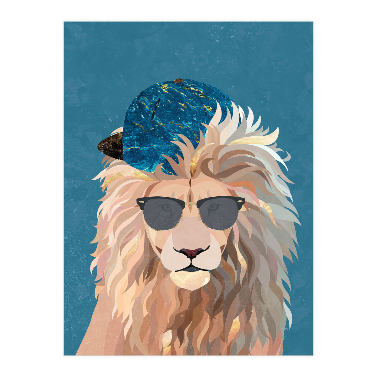 Skater Lion Portrait Blue (Print Only)