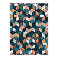 Copper, Marble and Concrete Cubes with Blue (Print Only)