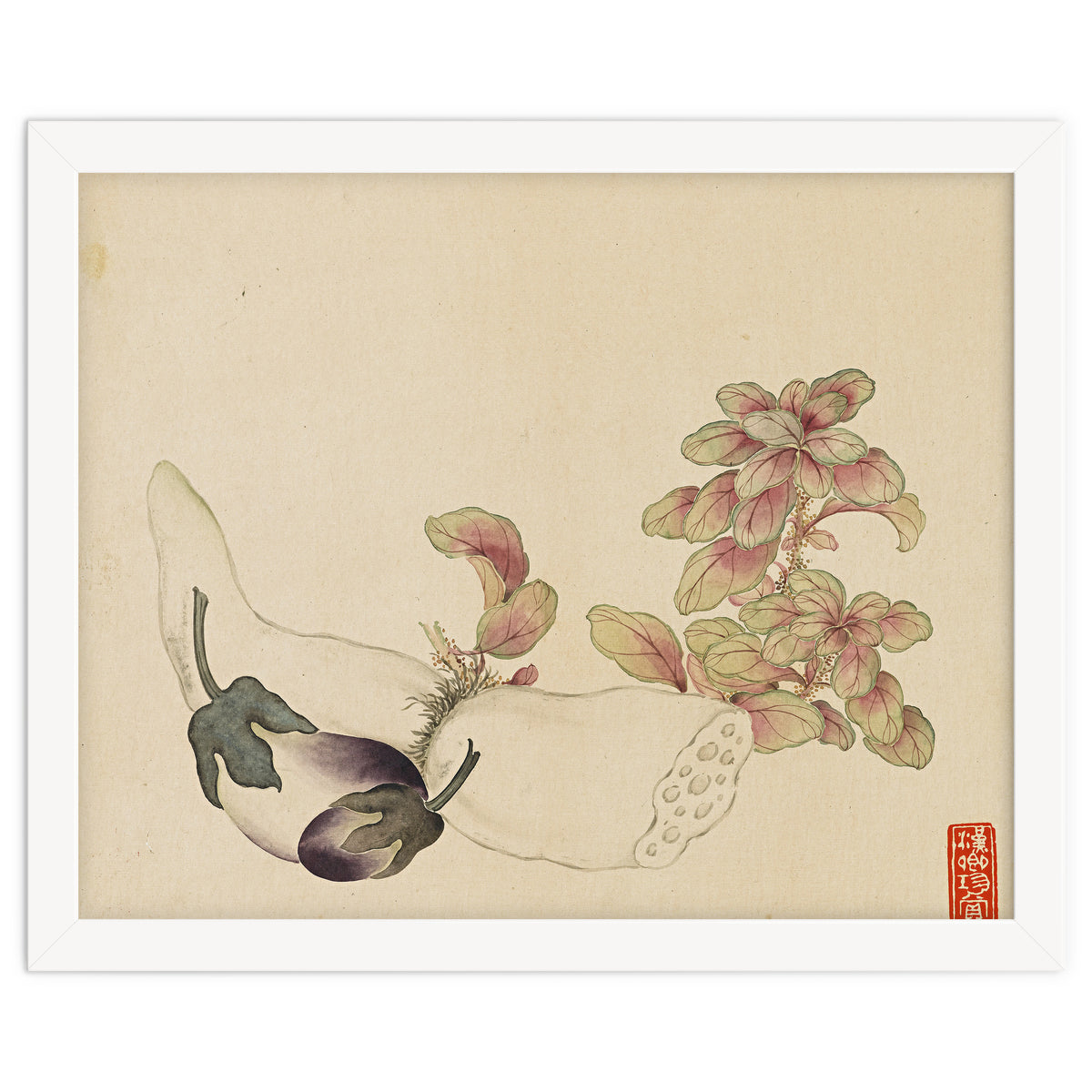 Wang Chengyu ~flowers, Vegetables, Fruits, Eggplant, Lotus Root