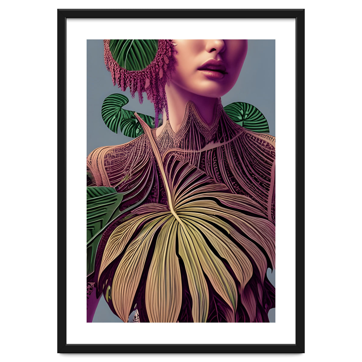 Woman in Monstera Deliciosa Leaves