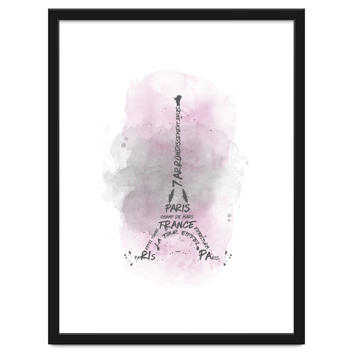 Watercolor Art Eiffel Tower | pink