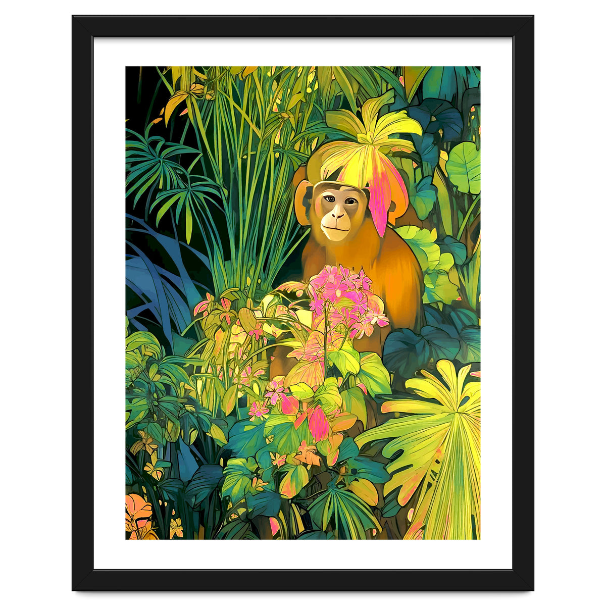 Daydreamer, Coming of Age Monkey Tropical Jungle Plants, Wildlife Botanical Nature Forest Bohemian Animals