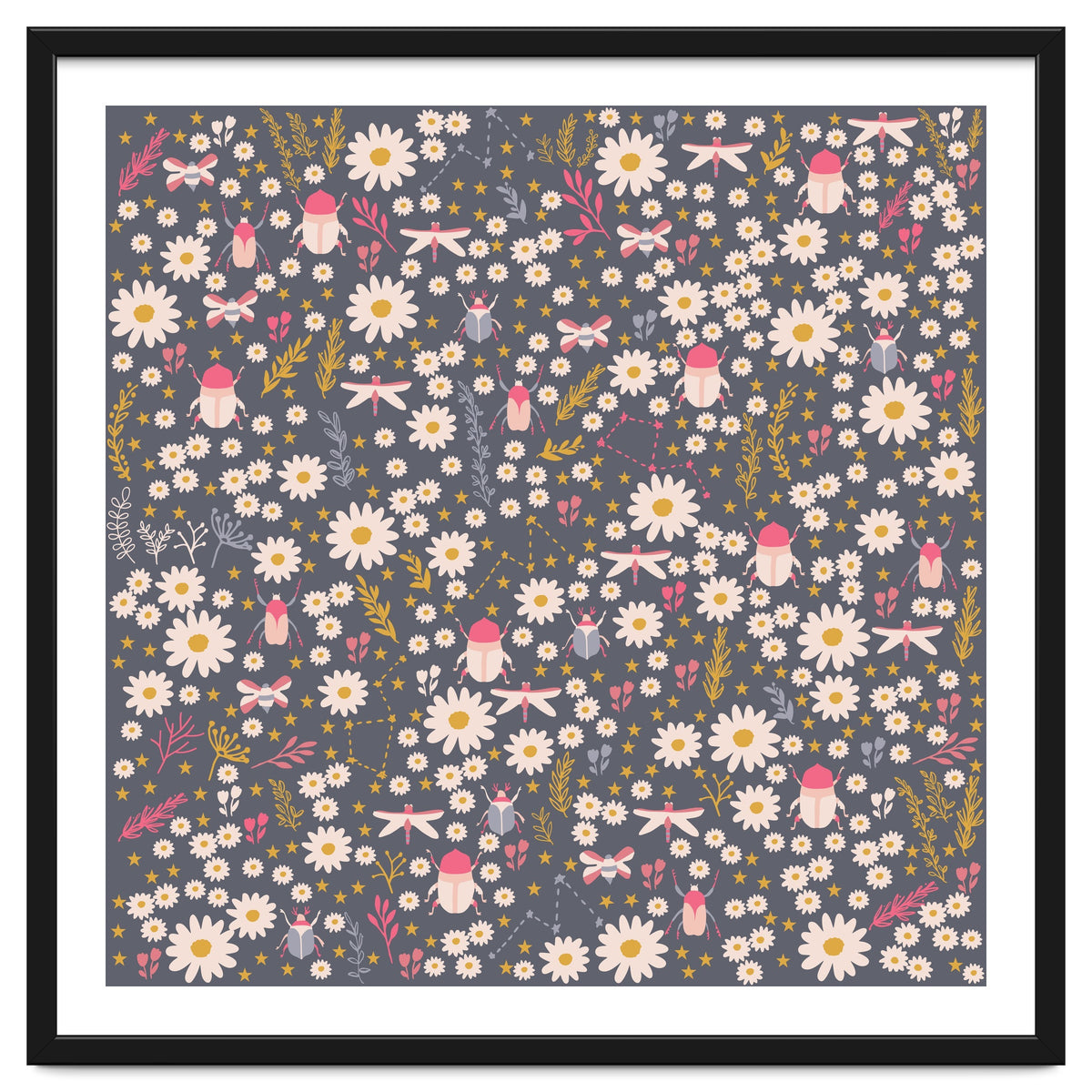 Cute bugs on a meadow