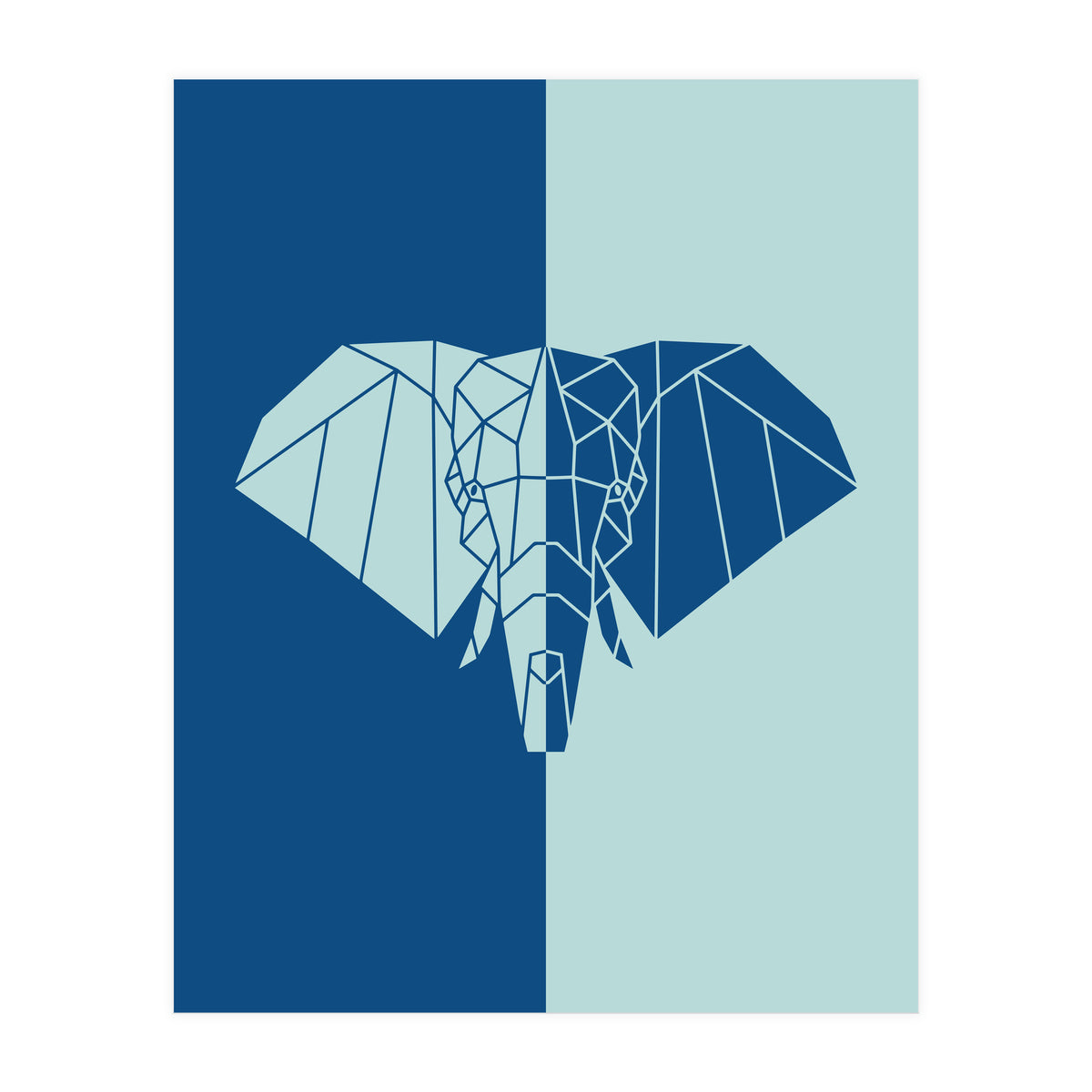 ELEPHANT IN BLUE ! POLYGON ART (Print Only)